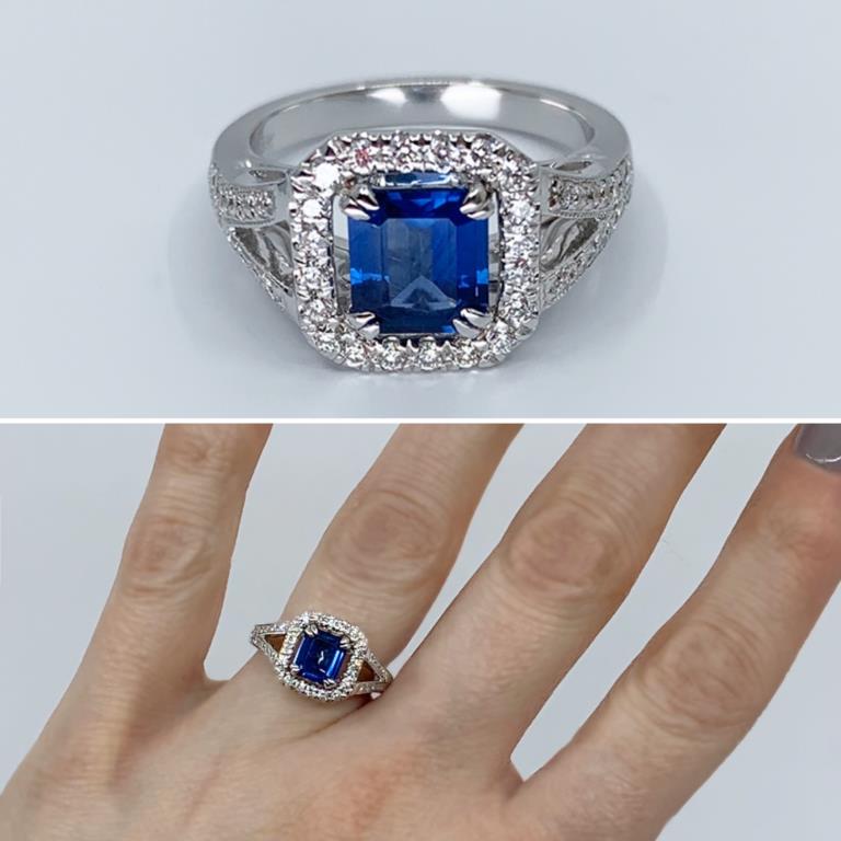 14k Blue Sapphire and Diamond Ring